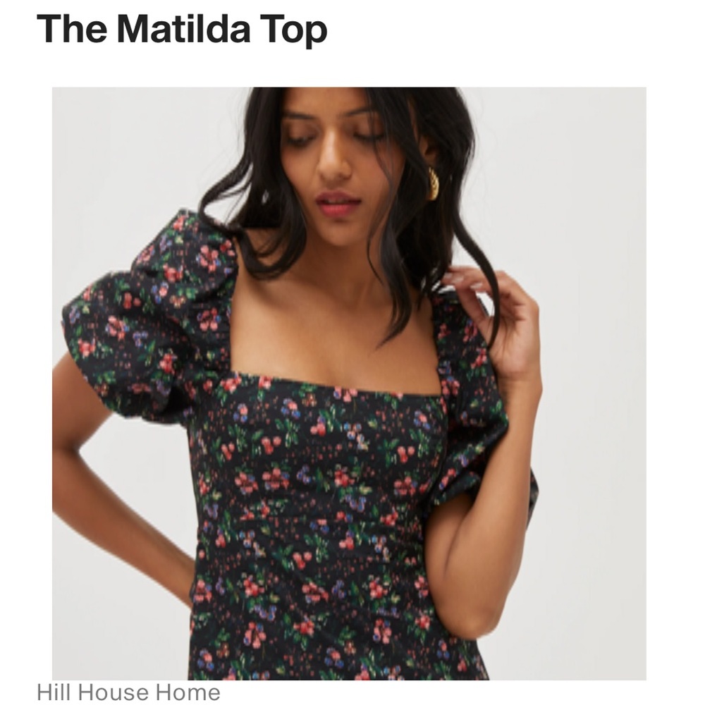 HILL HOUSE Matilda Berry Floral Taffeta Top size XS